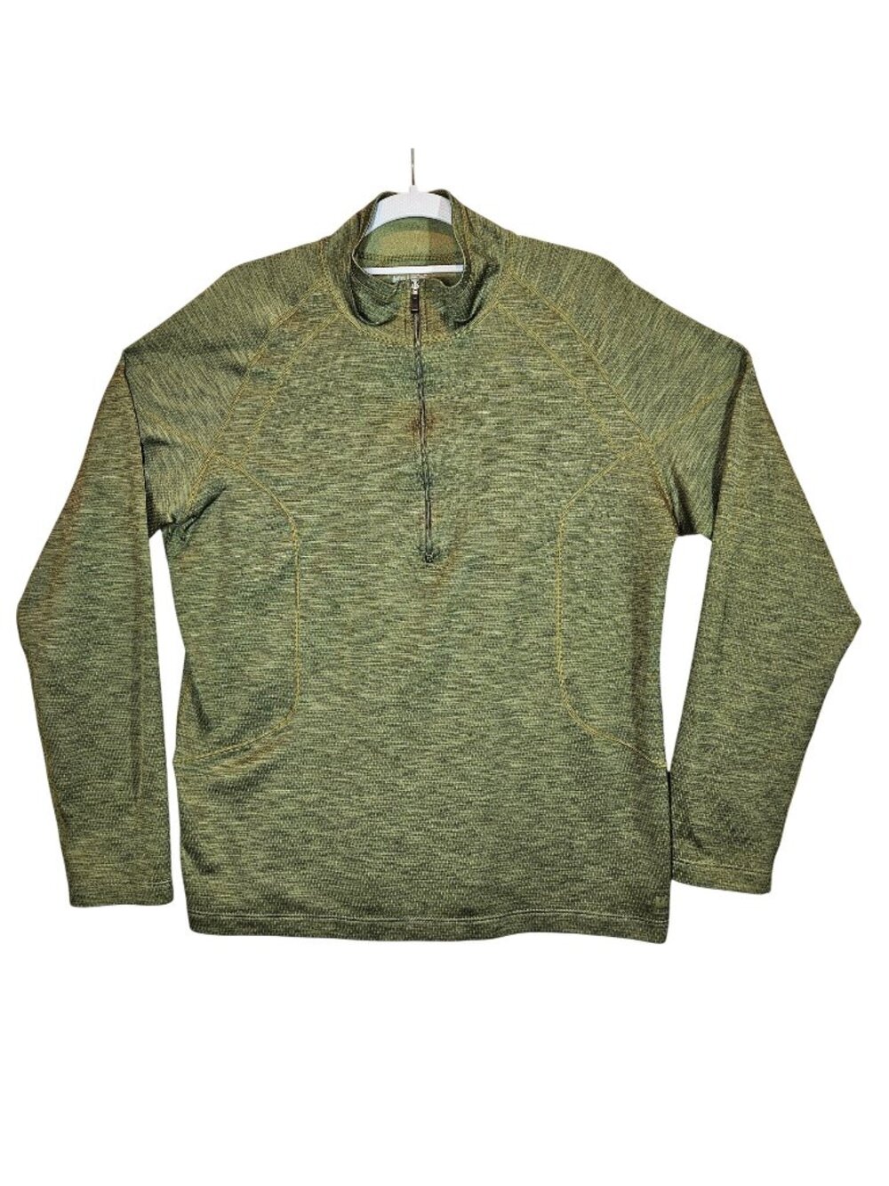 REI Men's L Olive Green Quarter Zip Athletic Pullover Long Sleeve Made In USA